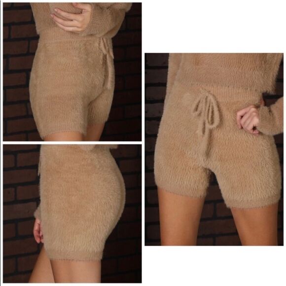 Fuzzy Tan Lounge Shorts - Picture 1 of 4